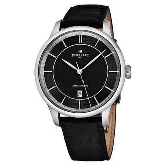 Perrelet First Class Automatic Black Dial Mens Leather Watch A1073/5