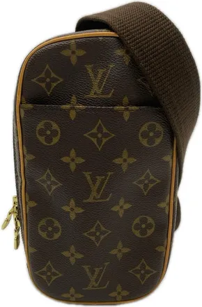 Louis Vuitton Beige Brown Coated Canvas Leather Pochette Shoulder Bag (Pre-Owned)