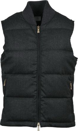 Eleventy Grey Wool-Blend Quilted Down Vest