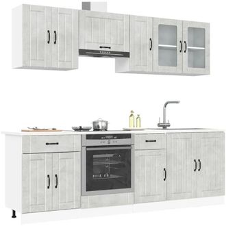 vidaXL Vidaxl - Conjunto De Armarios De Cocina lucca De 8 Piezas En Madera De Ingenier&iacute;a Gris Hormig&oacute;n