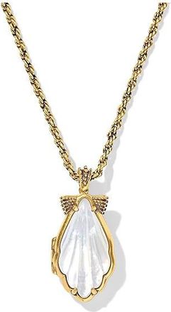 Kendra Scott Alexa Locket Short Pendant Womens Necklace Womens Necklace Vintage Gold Ivory Mother Of Pearl, Brass/Gold-Plated