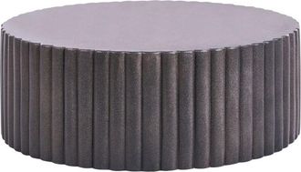 Beliani Mesa De Centro Mgo Fibra De Vidrio Tapa Redonda Resistente A Uv Manchas &Oacute;xido Agua Viento Moderno Negro Pozza