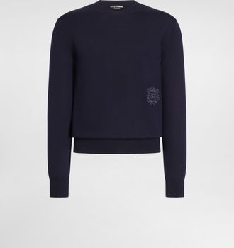 Dolce & Gabbana Virgin Wool Pullover - Man Sweaters And Cardigans Blue 44