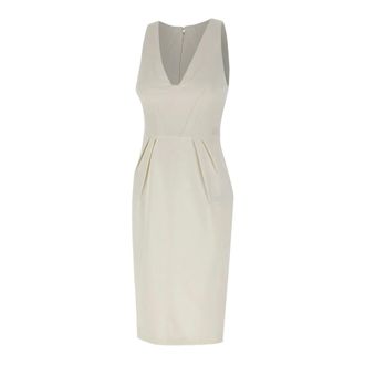 Elisabetta Franchi Midi Dresses, female, White, Size: M Crepe Dress