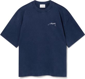Axel Arigato Tops, Heren, Blauw, L, Katoen, Eer Gewassen T-shirt