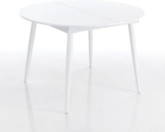 Oresteluchetta Oresteluchetta - Mesa Extensible Redonda Efecto Madera Blanca Cm. Al.76 Xp.110xl.120