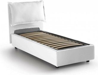 Talamo Italia Talamo Italia - Letto singolo Vanessa, Letto contenitore con rivestimento in tessuto, 100% Made in Italy, Apertura frontale, adatto per materasso Cm