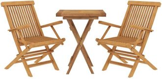 vidaXL Juego De Comedor Para Jard&iacute;n 3 Piezas Madera Maciza De Teca Vidaxl