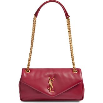 Saint Laurent Calypso Lambskin Leather Shoulder Bag in Rouge Merlot at Nordstrom