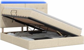 vidaXL Cama De Almacenamiento Led Con Colch&oacute;n Crema 140 X 200 Cm Tela Vidaxl