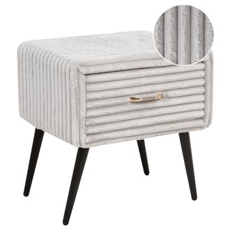 Beliani Beliani - Mesa De Noche Tapizada De Pana 1 Caj&oacute;n Dormitorio Gris Claro Flayat