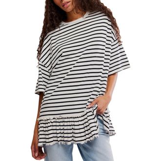 Free People Why Yes Stripe T-Shirt in Black And White Comb at Nordstrom, Size X-Small