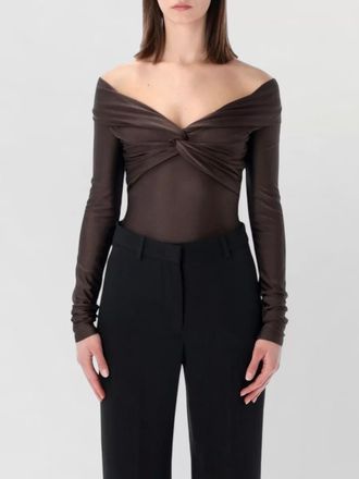Andamane off shoulder knot detail long sleeve bodysuit