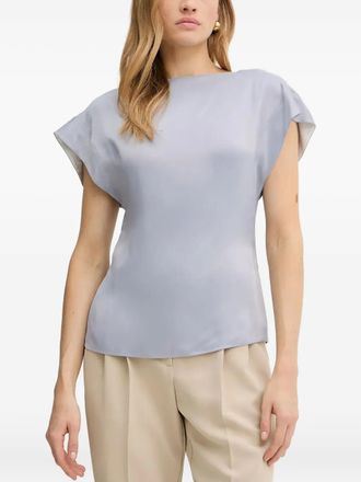 BOSS short-sleeve zipped blouse - women - Viscose - 34 - Blue