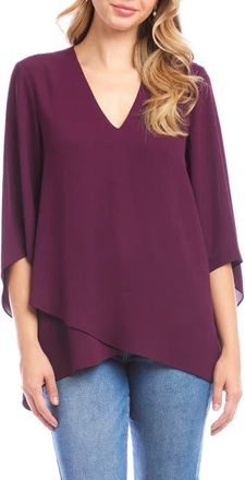 Karen Kane Crossover Hem Asymmetric Crepe Top in Eggplant at Nordstrom, Size 0X