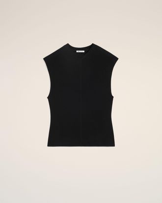 Ami Black Jersey Sleeveless Fitted Top Black - XXS - Unisex