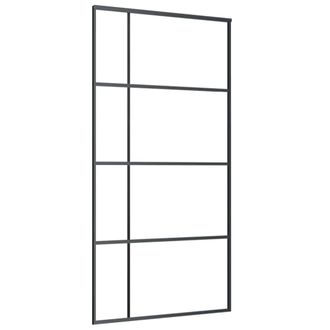 vidaXL Vidaxl - Puerta Corredera Esg Vidrio Y Aluminio Negra 102,5x205 Cm
