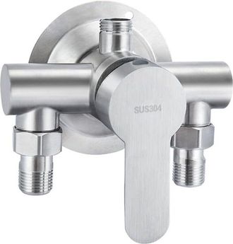 OEM Grifo De Ducha Empotrado - Acero Inoxidable 304 - 3 Puertos - Rosca 1/2 Pulgada - Para Ba&ntilde;o Y Cocina - Unidad