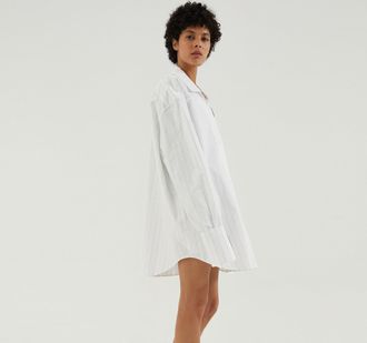 1989 STUDIO Striped l/s shirt dress white