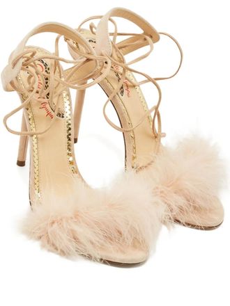 Charlotte Olympia Salsa faux-fur ankle-strap sandals - Neutrals