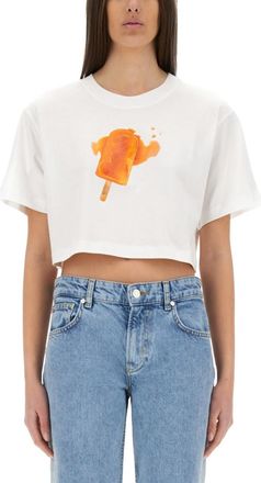 Moschino White Printed Crew Neck T-Shirt