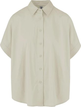 Bomboogie Camicia Oversize in Raso di Cotone - - Blouses & Shirts - Donna - Beige - L