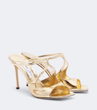 Jimmy Choo London Anise metallic leather mules