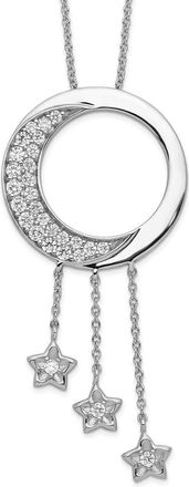 Diamond2Deal Sterling Silver Cubic Zirconia I Promise You the Moon and Stars Necklace