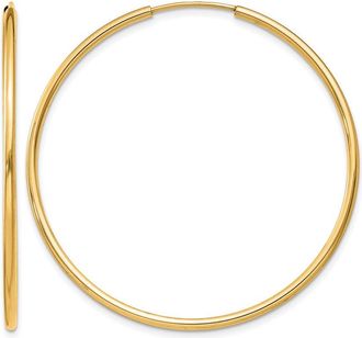 Diamond2Deal 14k Yellow Gold 1.50mm Polished Round Hoop Earrings 40 mm