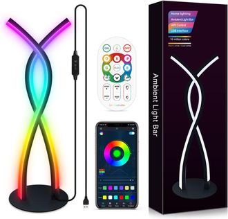 OEM Lampe De Chevet - Led Rgb 16 Millions Couleurs - Dimmable 10 Niveaux - Synchronisation Musicale - App Et T&eacute;l&eacute;commande - Pour Chambre Salon Bureau - 1 