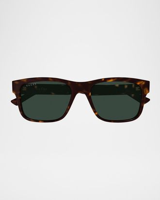 Gucci Men & apos;s Gg2085S Vertical Web Square Injection Sunglasses
