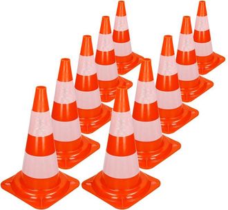ECD Germany Ecd Germany - 10x Cono De Tr&aacute;fico Obra Pieza De Se&ntilde;alizaci&oacute;n Emergencia Color Naranja Y Blanco 47 Cm De Altura En Pvc Fuerte Y Robusto Pil&oacute;n De Seguri