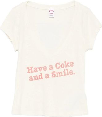 Re/Done X Coca Cola Slogan-print V-neck T-shirt