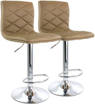 Elama 2 Piece Adjustable Diamond Tufted Faux Leather Bar Stool in Camel at Nordstrom