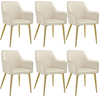 TecTake Dining Chair Avane Set Of 6 - Beige | Size: 6 Pack