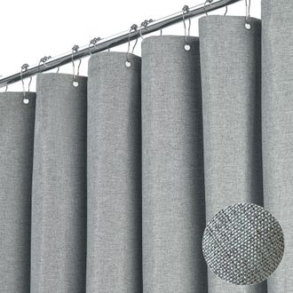 OEM Cortina De Ducha De Tela Con 12 Ganchos Met&aacute;licos, Peque&ntilde;a, Neutra E Impermeable, Para Ba&ntilde;o, 180 X 180 Cm, Gris