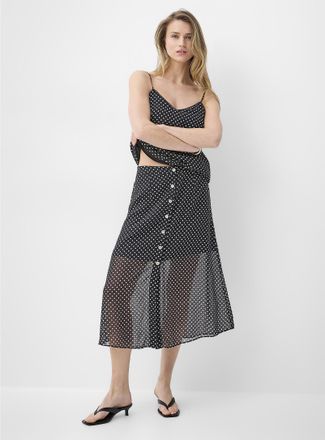 Icone Womens Sheer chiffon button-front midi skirt