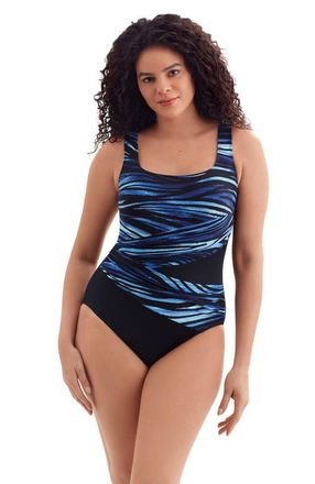 Longitude Wrap Sash Tank Long Torso One-Piece Swimsuit in Second Wave at Nordstrom, Size 20