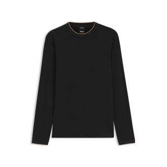 BOSS Long-sleeved T-shirt in mercerized cotton with contrast trim