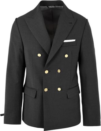 Daniele Alessandrini Eugenio Blazer - Heren - Blazers - Zwart - M - Leer - Jassen