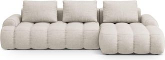 Cosmopolitan Design Sof&aacute; cama esquinero derecho con ba&uacute;l 3 plazas tejido estructural beige