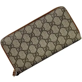 Gucci Beige Brown Pvc Leather Long Wallet (Bi-Fold) (Pre-Owned)
