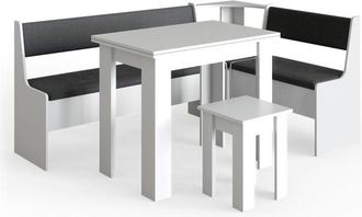 Vicco Conjunto Con Banco Esquinero Roman, Blanco, 180 X 41.5 Cm Con Mesa
