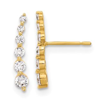 Diamond2Deal 10K Yellow Gold Curved Bar Cubic Zirconia Stud Earrings