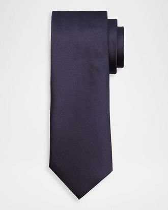 Canali Men & apos;s Solid Silk Twill Tie