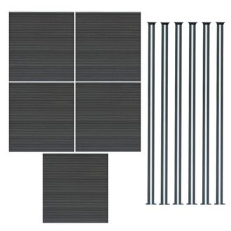 MonsterShop Composite Fence Panels & LED Posts 6ft x 29ft - Grey