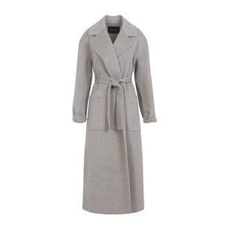 Fabiana Filippi Belted Long Coat With Wide Lapels