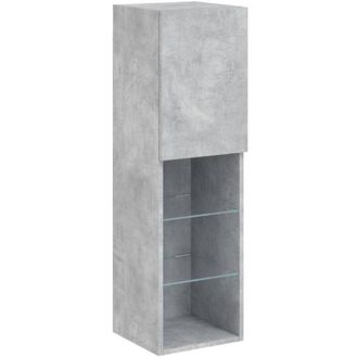 vidaXL Mueble Para Tv Con Luces Led Gris Hormig&oacute;n 30,5x30x102 Cm Vidaxl