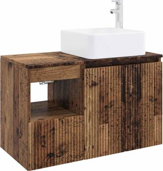 vidaXL Juego De Muebles De Ba&ntilde;o 2 Uds. Madera Envejecida Vidaxl