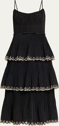 Zimmermann Embroidered Tiered Midi Dress